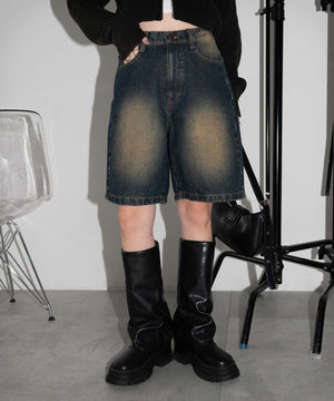 インディゴ濃オーバーダイ モデル：155cm M着用