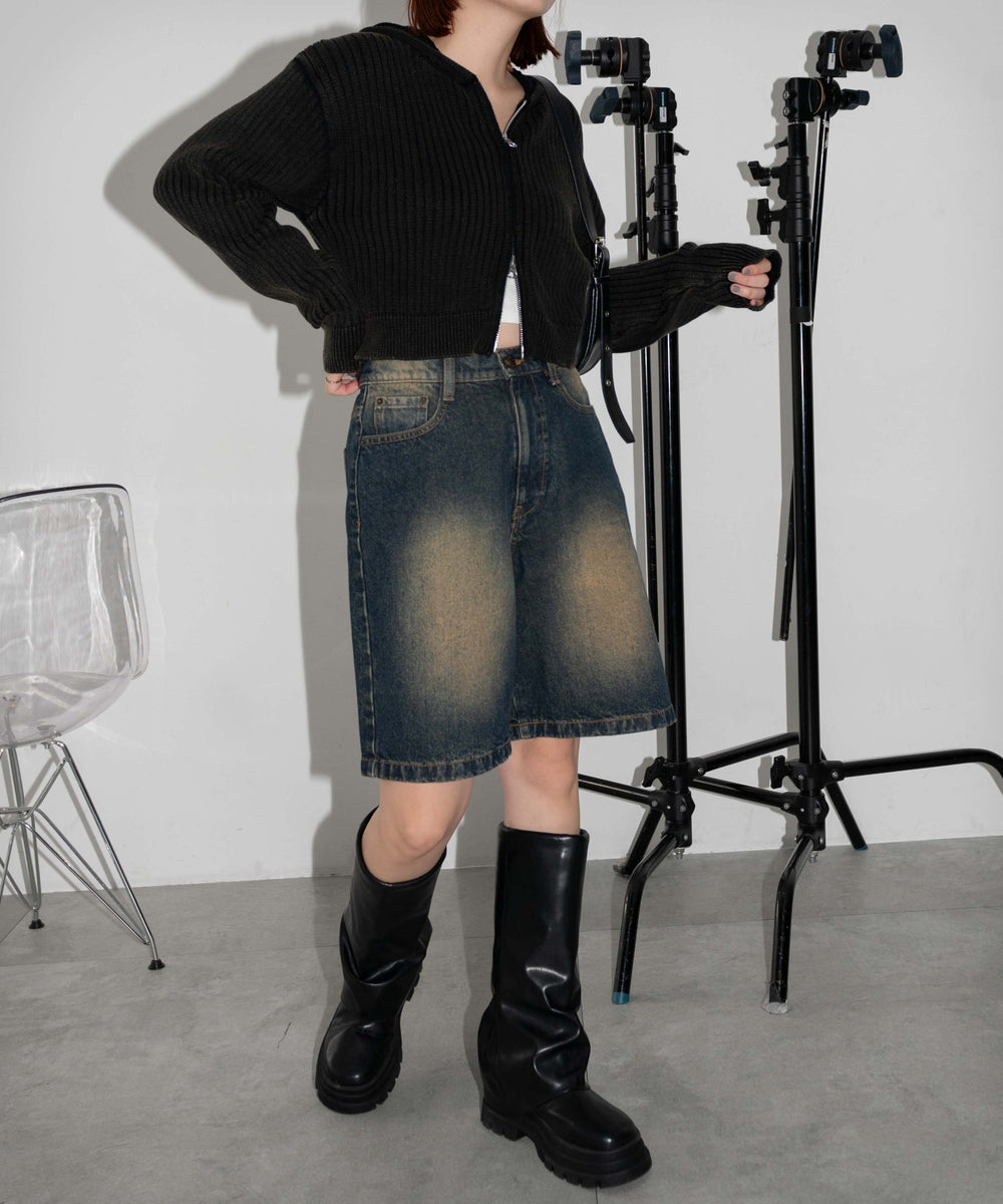 インディゴ濃オーバーダイ モデル：155cm M着用