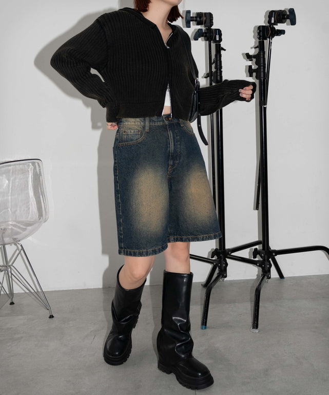 インディゴ濃オーバーダイ モデル：155cm M着用