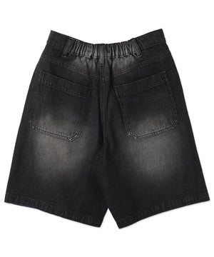 ヴィンテージウォッシュデニムハーフパンツ