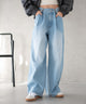 ウエストフックデニムワイドパンツ/デニム淡 モデル：161cm M着用