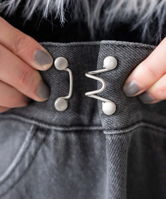 ウエストフックデニムワイドパンツ