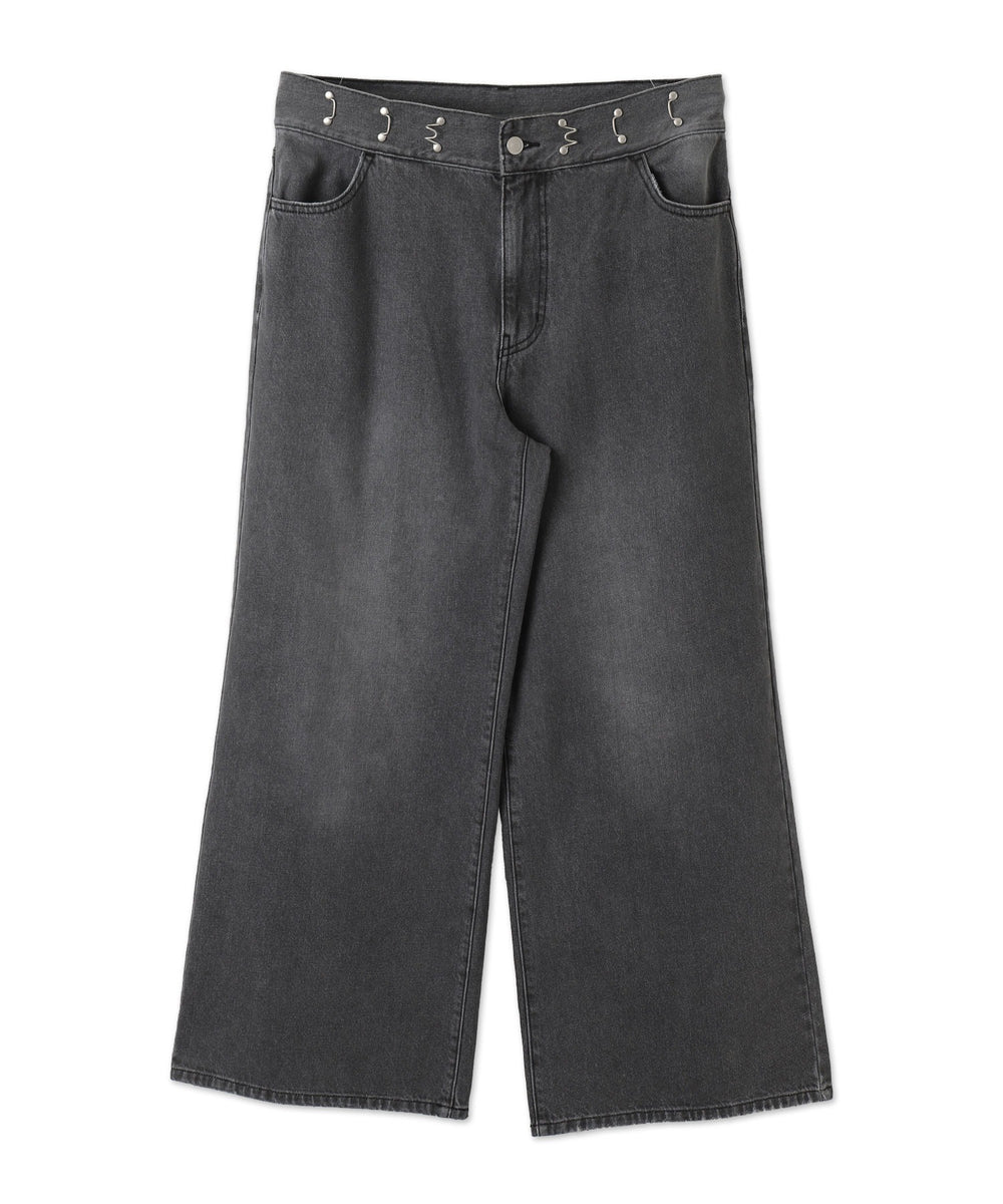 ウエストフックデニムワイドパンツ