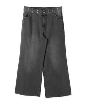ウエストフックデニムワイドパンツ