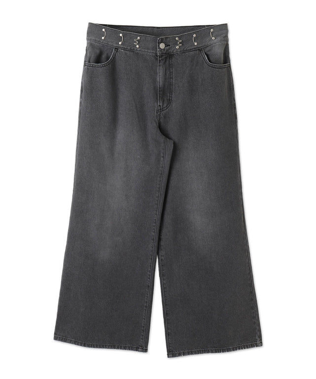 ウエストフックデニムワイドパンツ