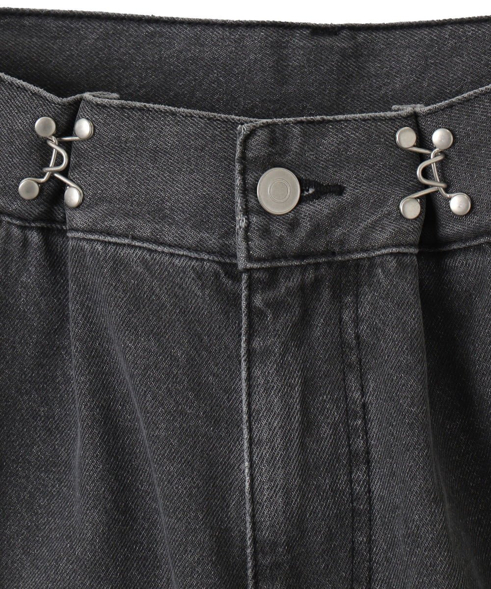 ウエストフックデニムワイドパンツ