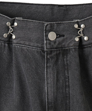 ウエストフックデニムワイドパンツ