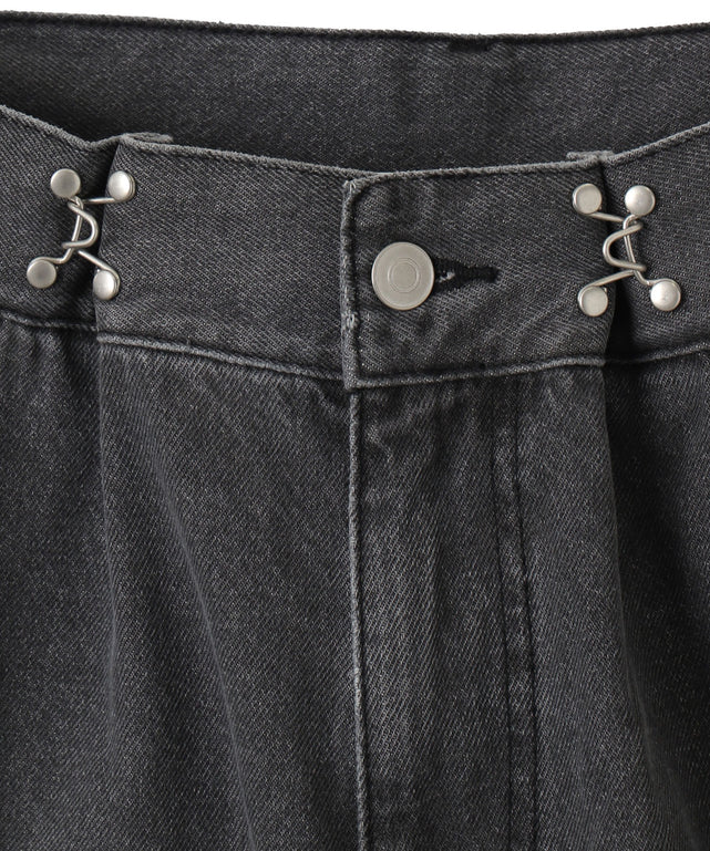 ウエストフックデニムワイドパンツ