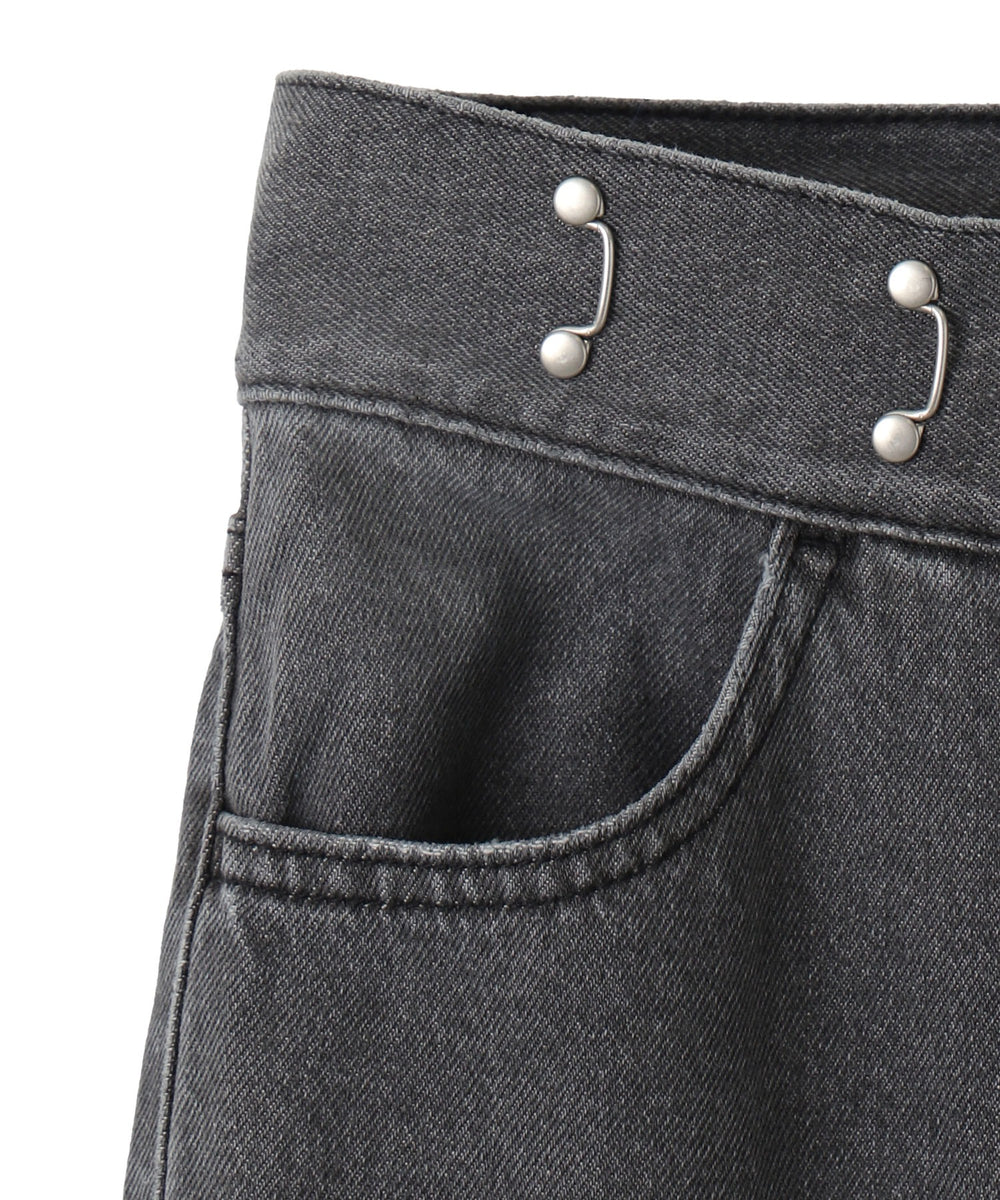 ウエストフックデニムワイドパンツ