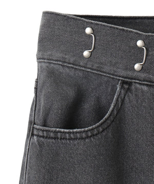 ウエストフックデニムワイドパンツ