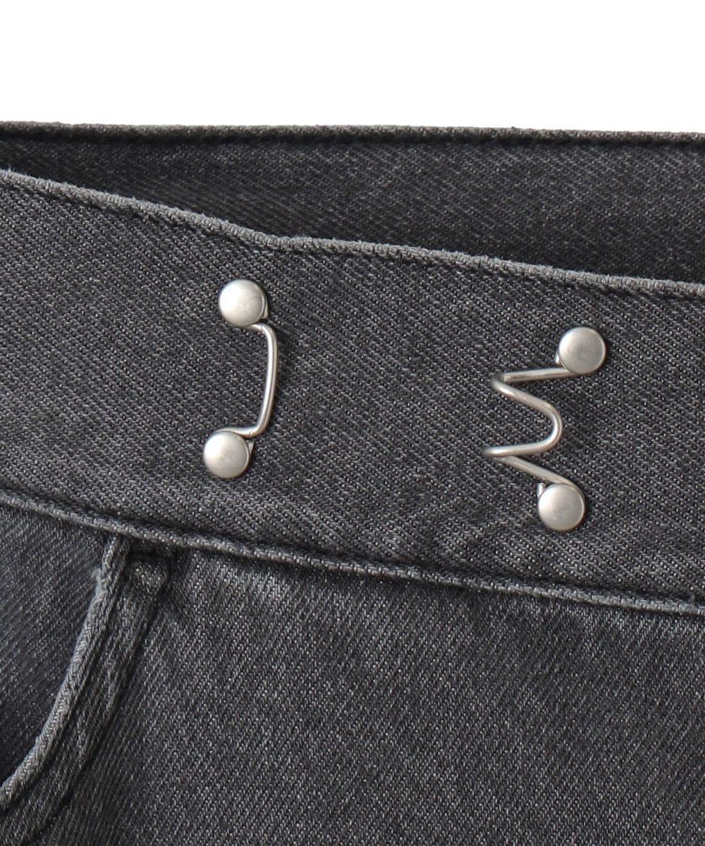 ウエストフックデニムワイドパンツ