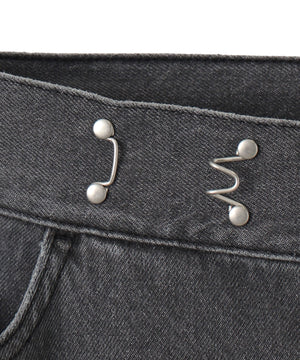 ウエストフックデニムワイドパンツ