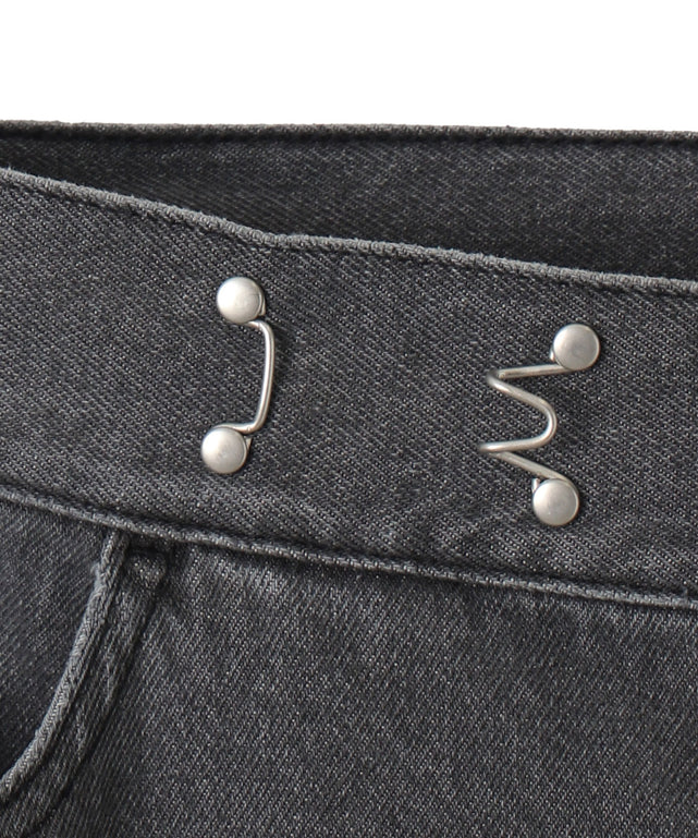 ウエストフックデニムワイドパンツ