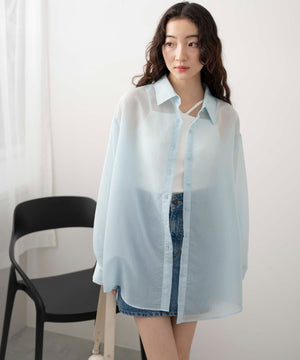 ブルー系ストライプ モデル：163cm F着用