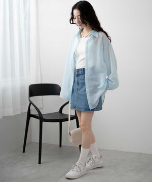 ブルー系ストライプ モデル：163cm F着用