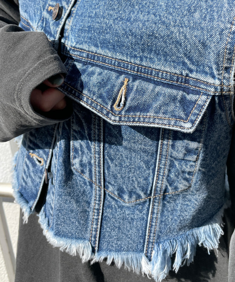 デニムショートベスト