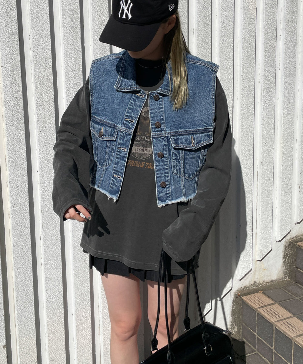 デニム中濃加工 モデル:155cm F着用