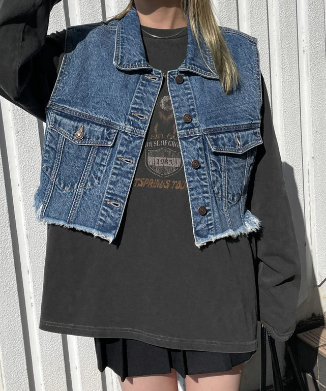 デニム中濃加工 モデル:155cm F着用