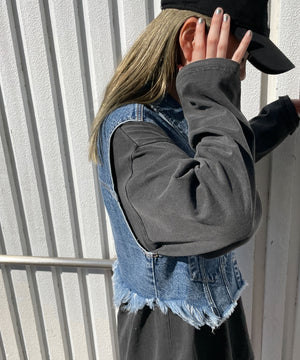 デニム中濃加工 モデル:155cm F着用