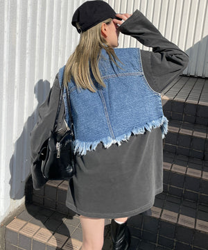 デニム中濃加工 モデル:155cm F着用