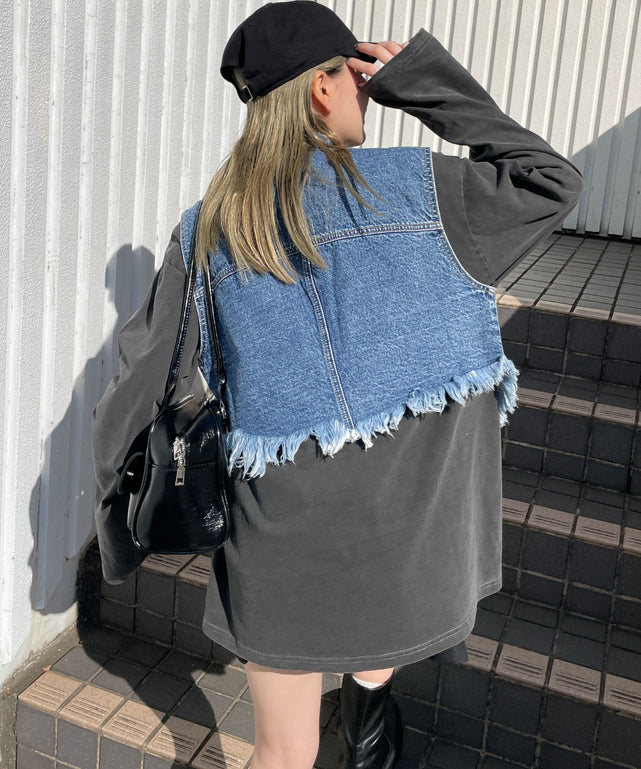 デニム中濃加工 モデル:155cm F着用