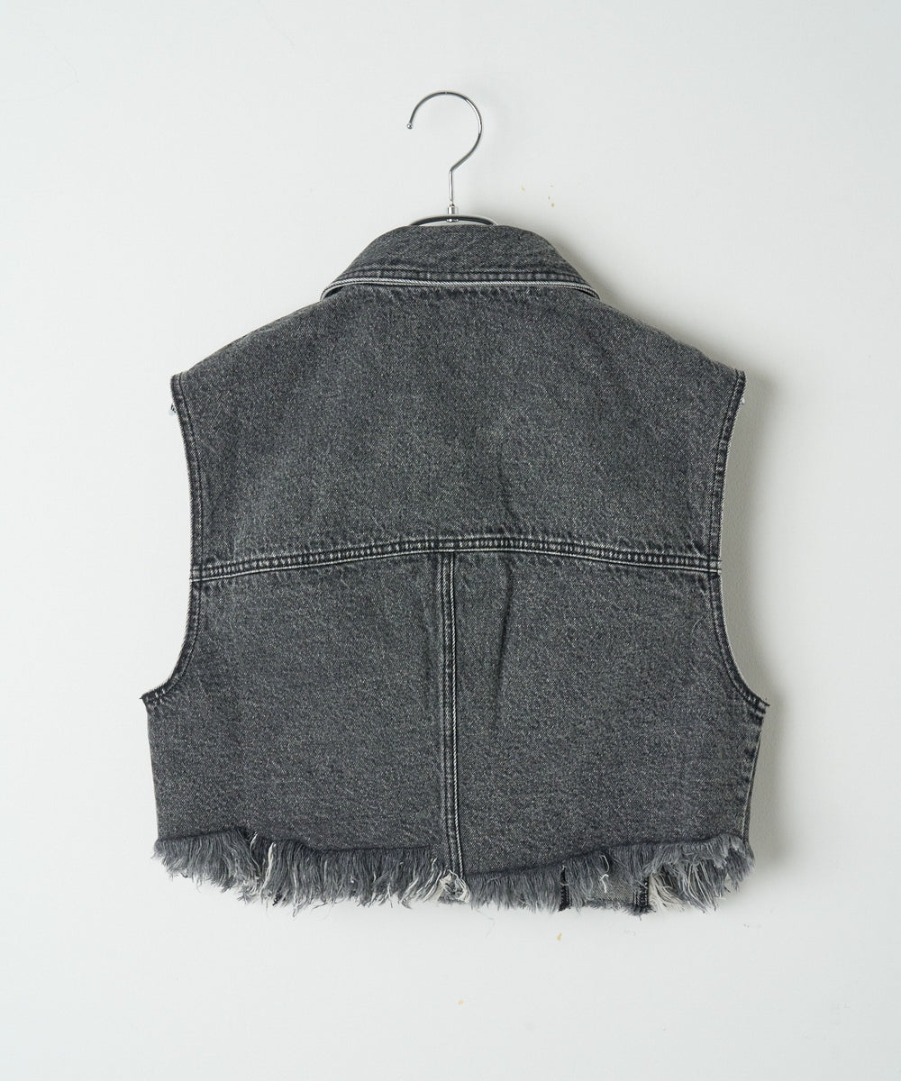 デニムショートベスト