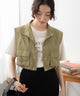 ミリタリーナイロンショートベスト/カーキ　モデル:163cm F着用