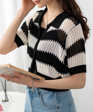 ブラック系ボーダー　モデル:163cm F着用