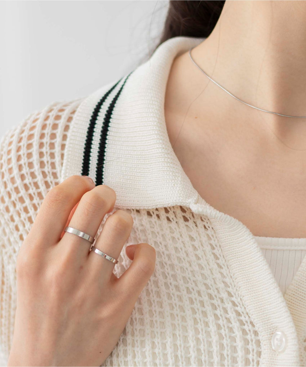 襟付きメッシュニットショートカーデ