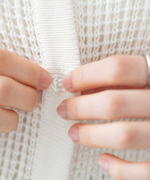 襟付きメッシュニットショートカーデ