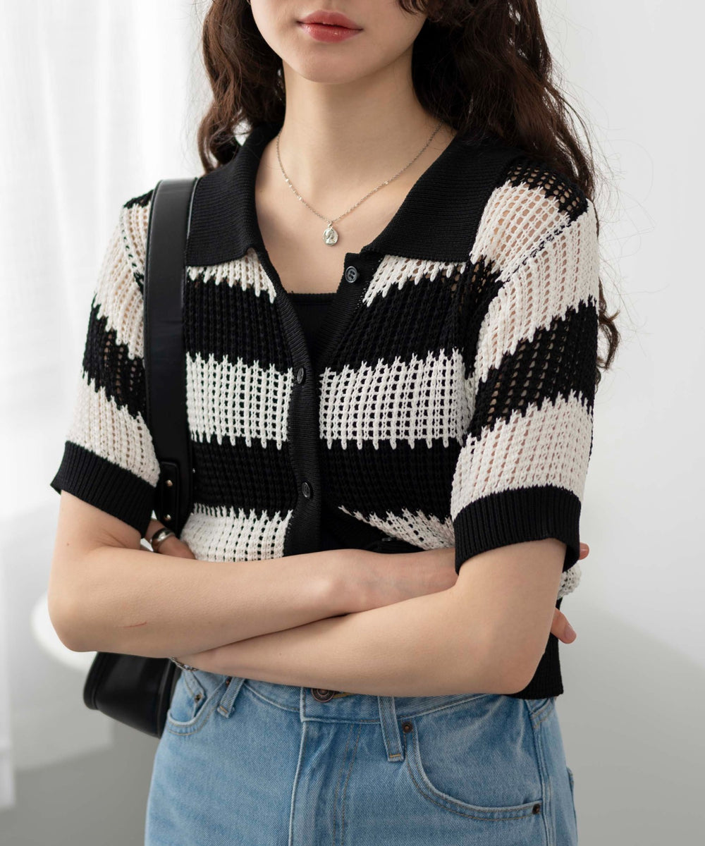 ブラック系ボーダー　モデル:163cm F着用