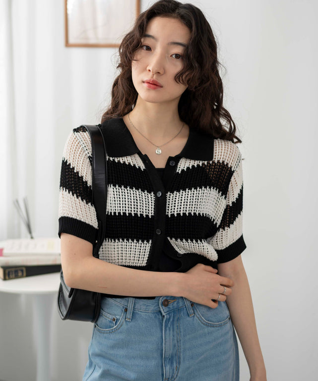 ブラック系ボーダー　モデル:163cm F着用