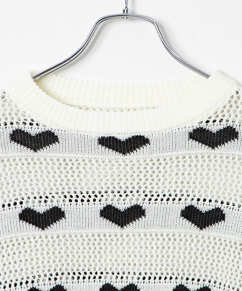 ハートメッシュニットプルオーバー