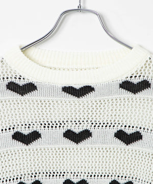 ハートメッシュニットプルオーバー