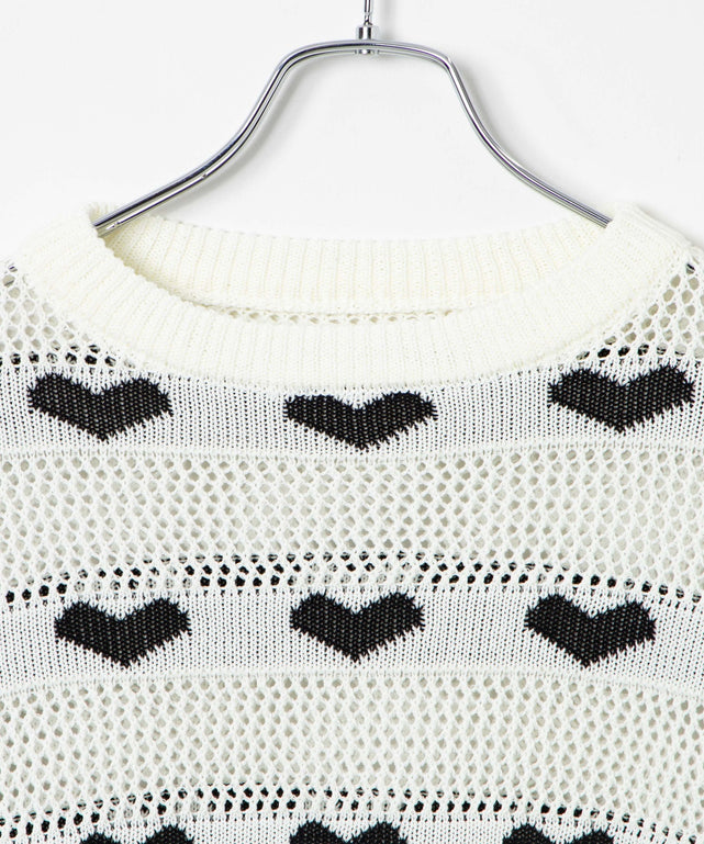 ハートメッシュニットプルオーバー