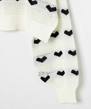 ハートメッシュニットプルオーバー