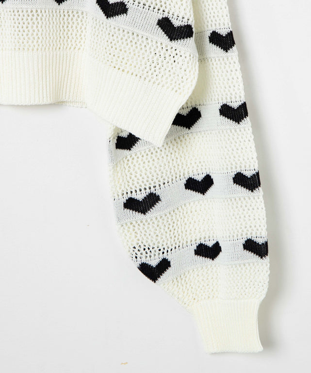 ハートメッシュニットプルオーバー