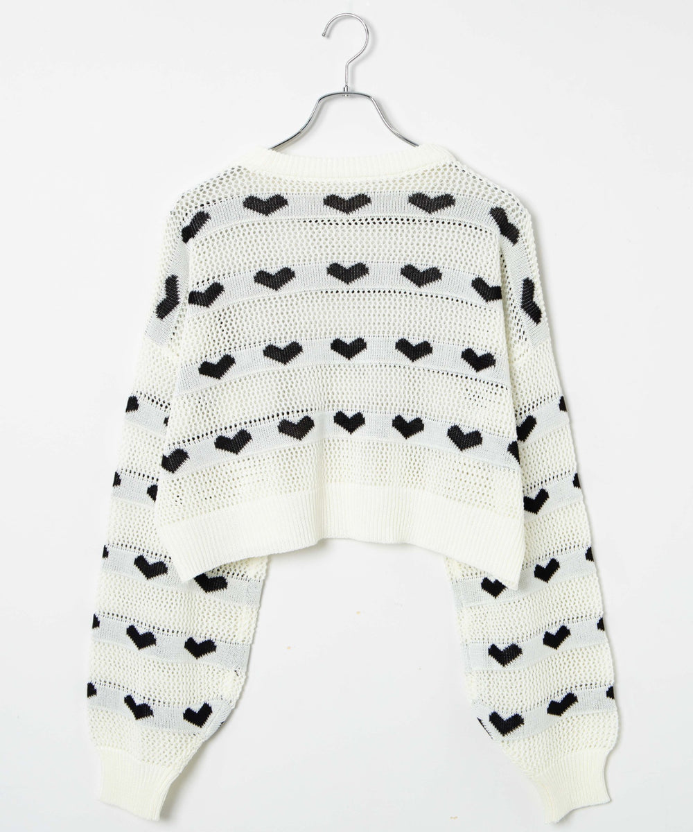 ハートメッシュニットプルオーバー