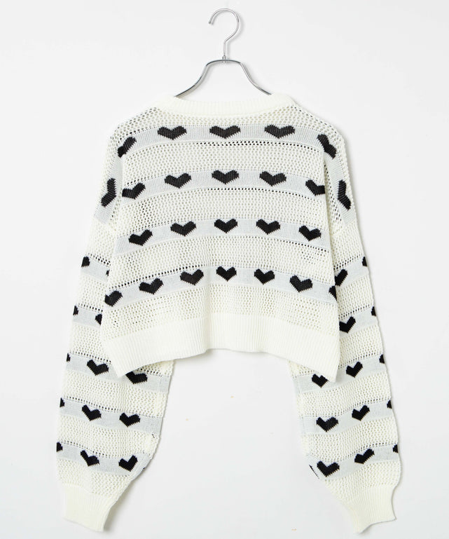 ハートメッシュニットプルオーバー