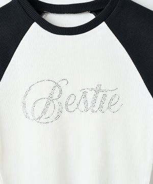 ラインストーンラグランちびT