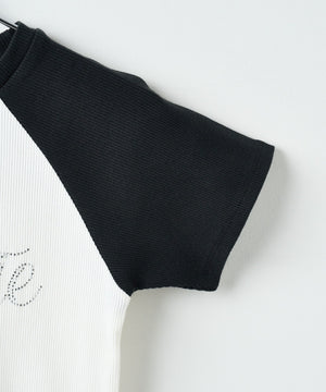 ラインストーンラグランちびT