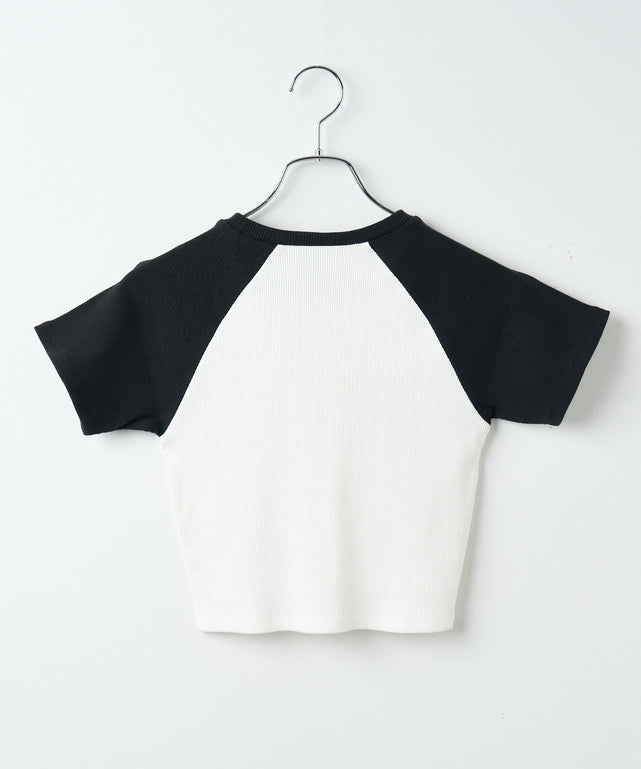 ラインストーンラグランちびT