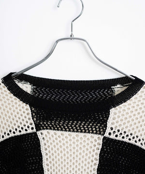 チェッカーメッシュニット