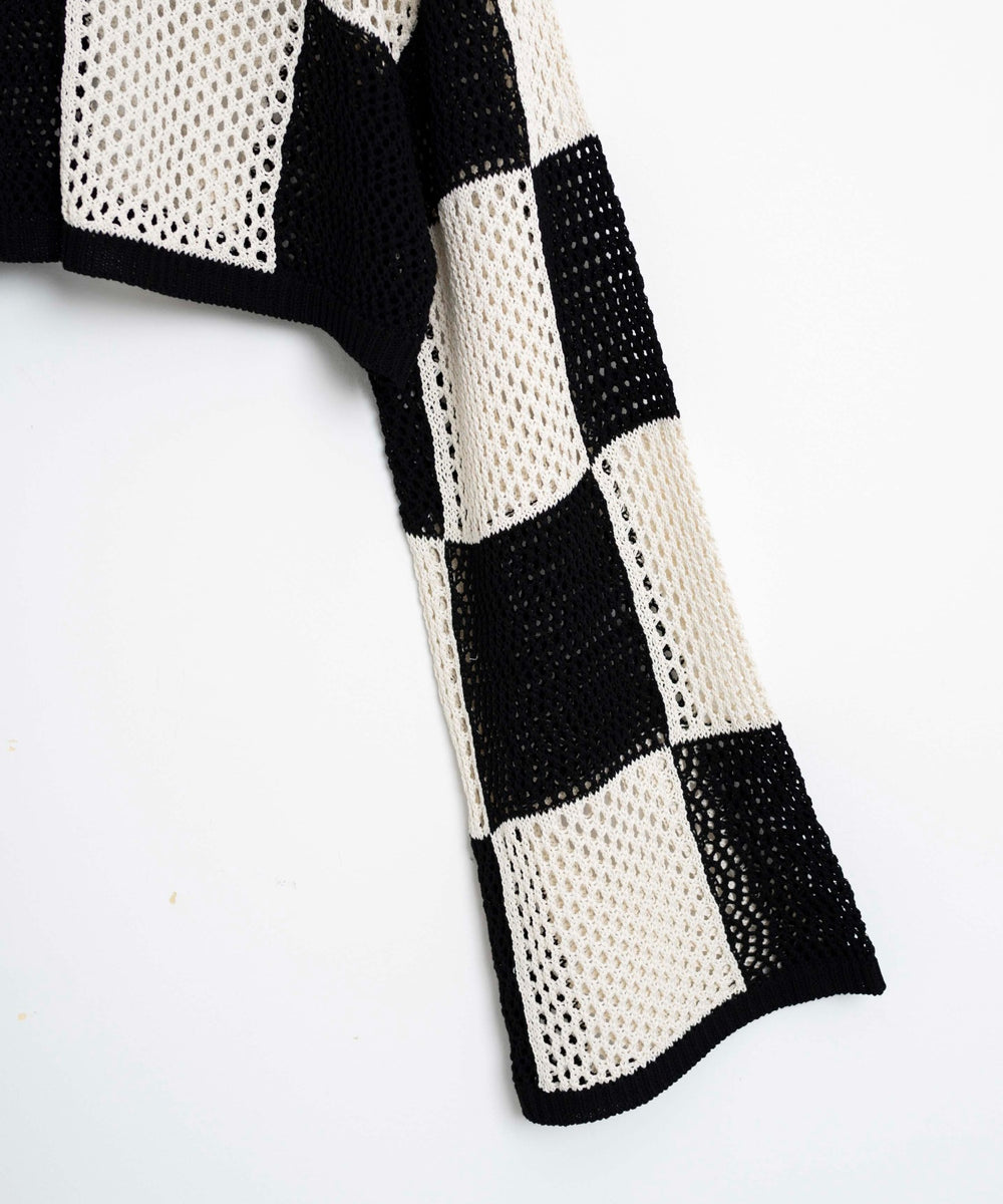 チェッカーメッシュニット