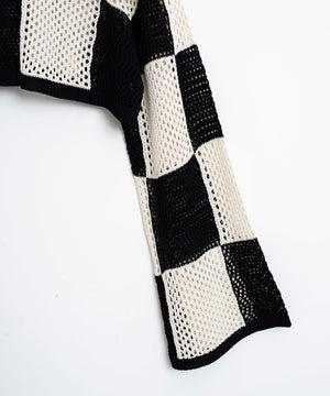 チェッカーメッシュニット