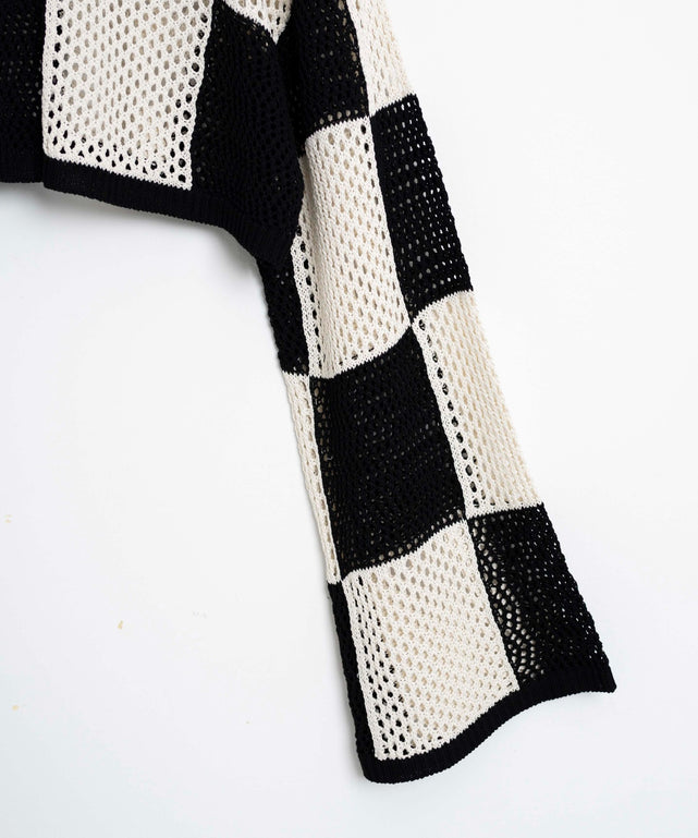 チェッカーメッシュニット