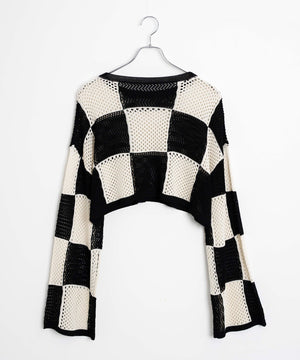 チェッカーメッシュニット