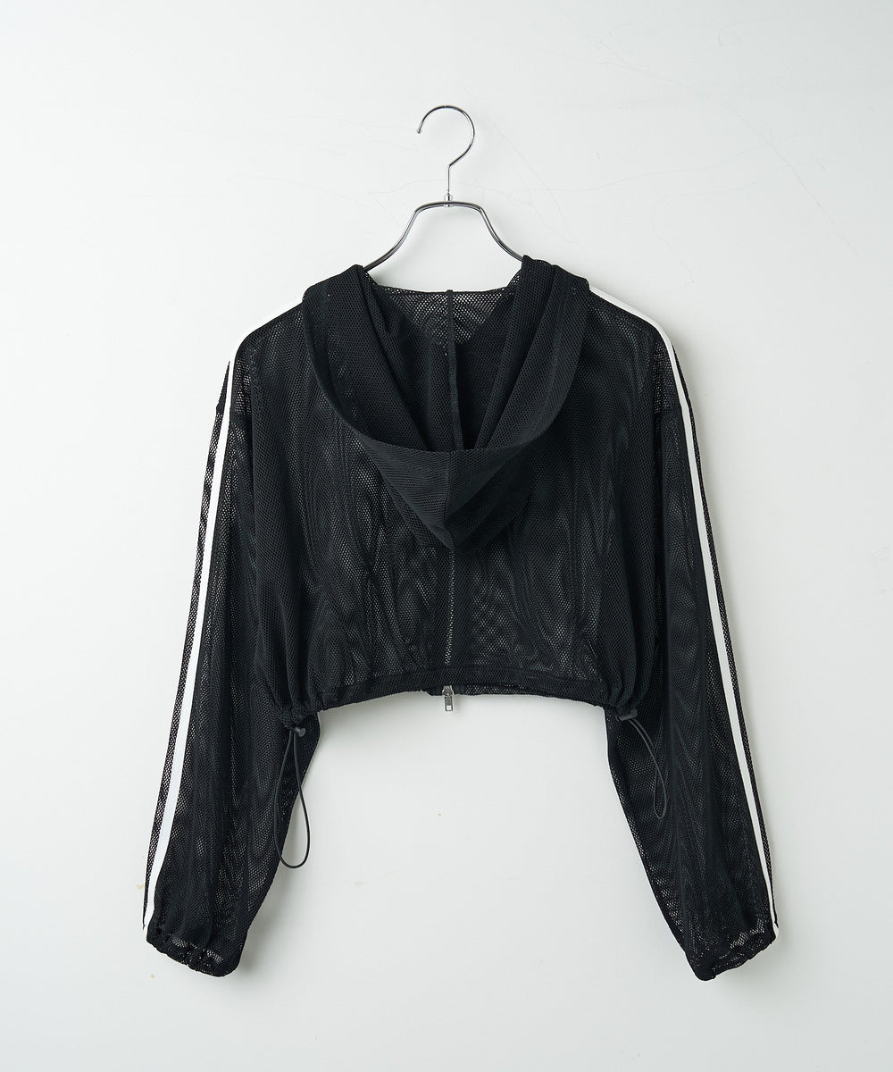 Wジップラインメッシュパーカー