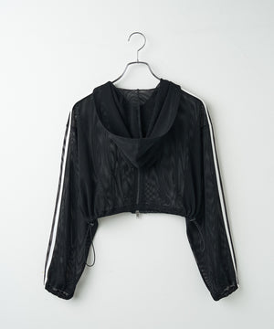 Wジップラインメッシュパーカー