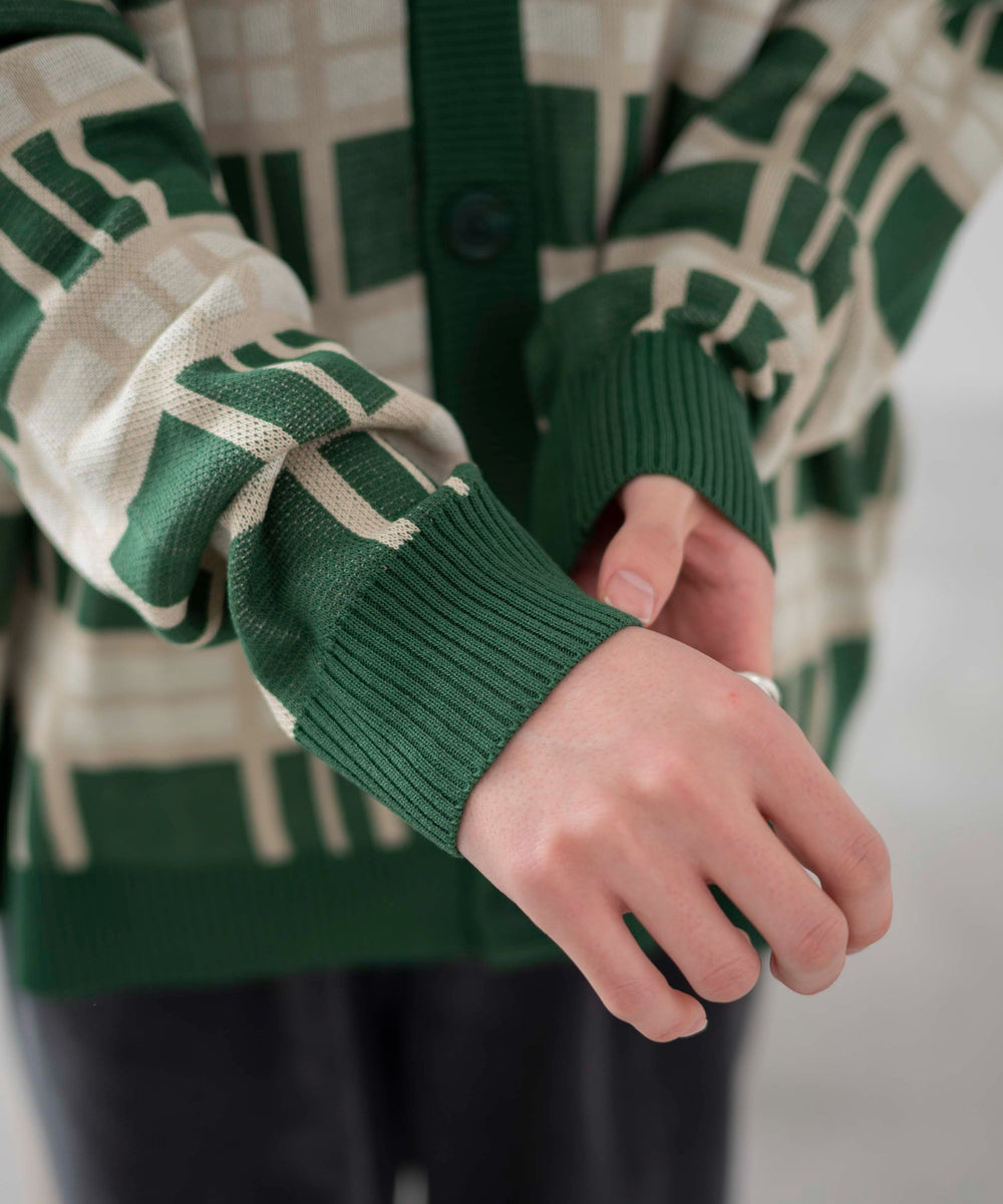 オーバーフィットドライタッチパターンカーディガン